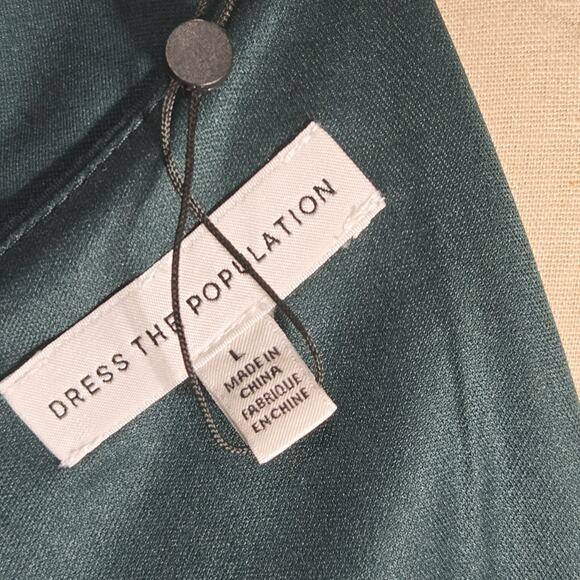 Dress The Population Sheath Dress Size Large Womens NWT Green Lined Stretch Zip - Picture 8 of 12